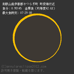 伊都郡かつらぎ町での日食予想図